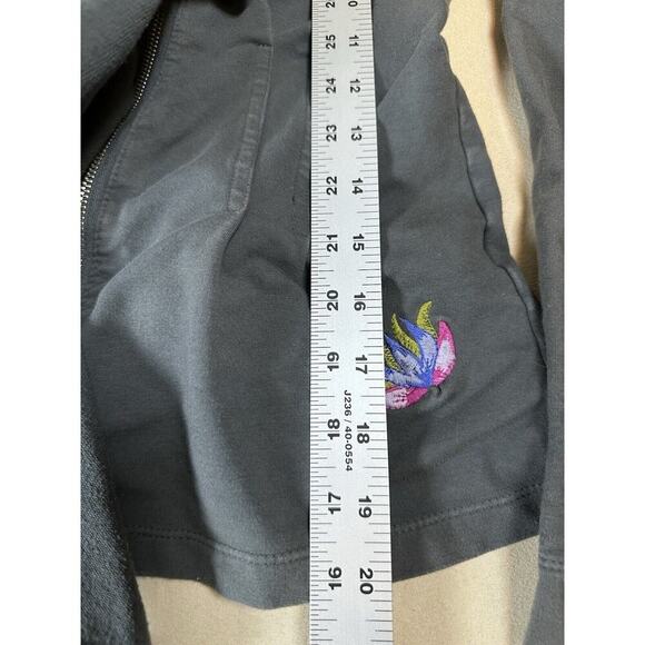 ANTHROPOLOGIE Antoinette C Embroidered Waterfall Frill Front Zip Small Jacket - Picture 14 of 14